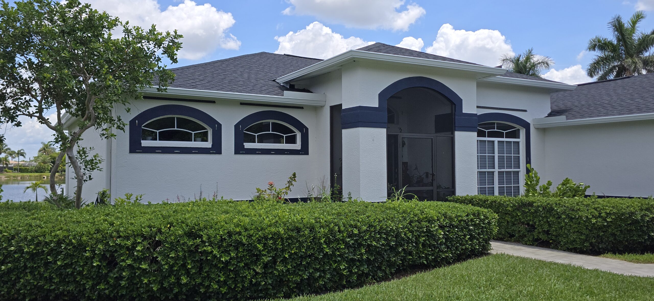 New K-style aluminum gutters installed in Naples FL for improved water control